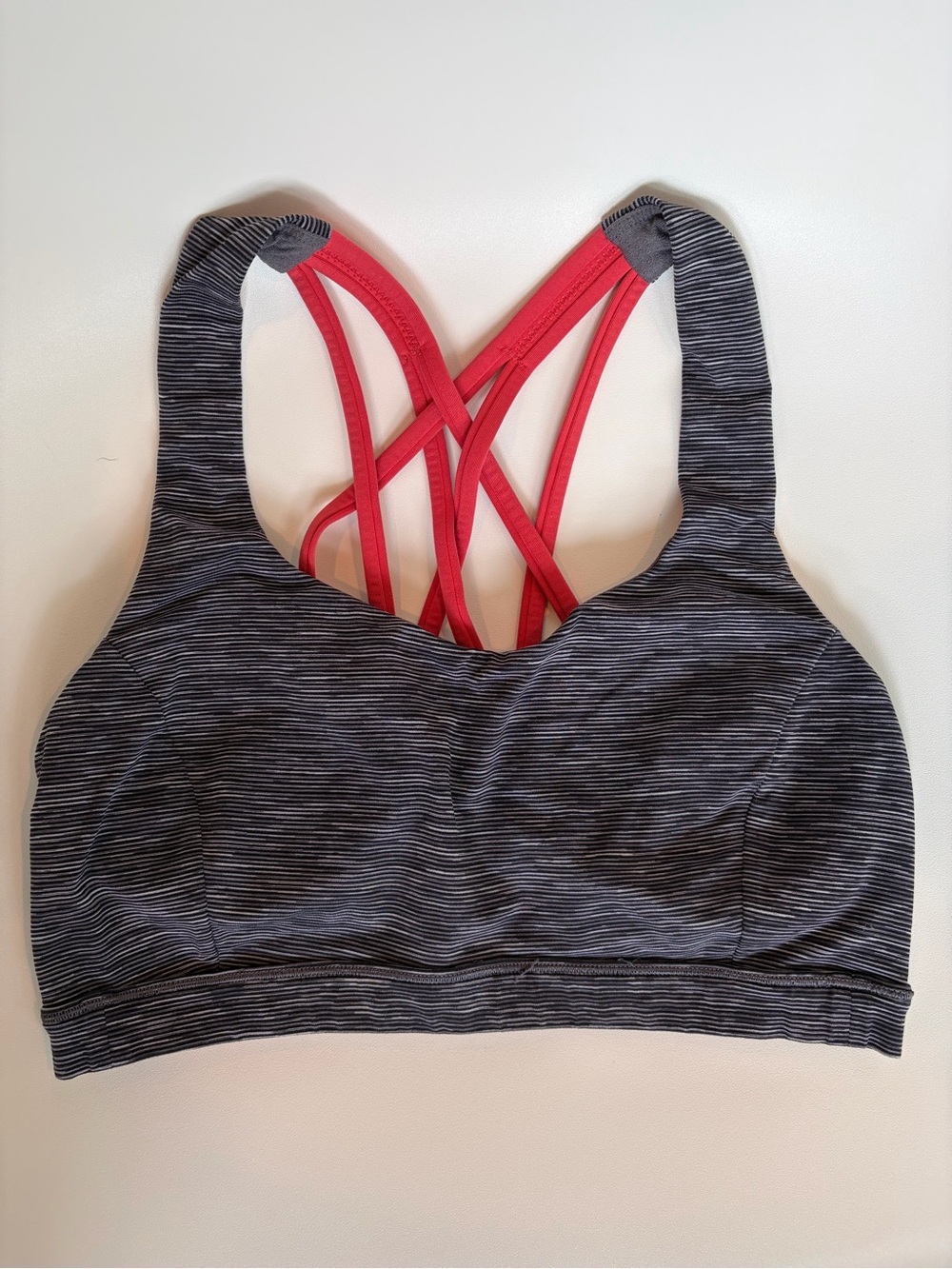 Lululemon Bring the Energy Bra Black White Red Straps 6